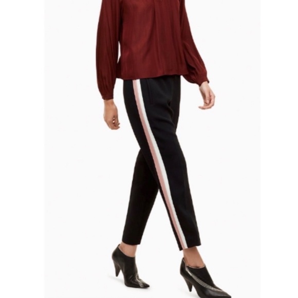 Wilfred Darontal Stripe Pants Black with White/Beige Detail Size 8 - Picture 2 of 9
